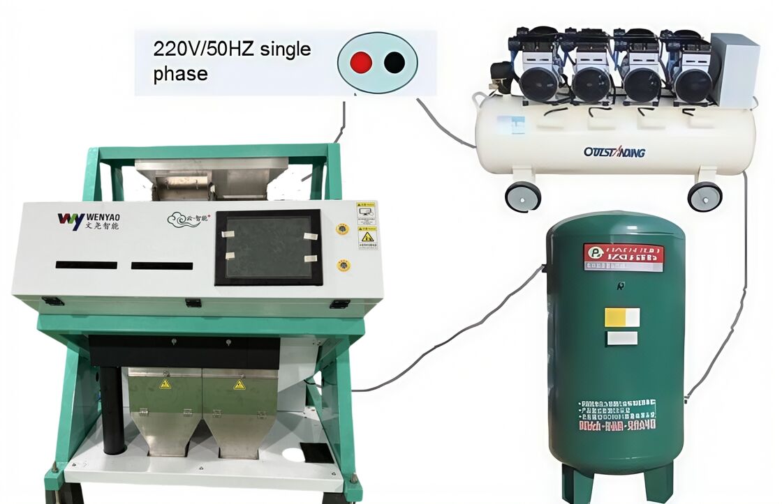 Wenyao Hochgenauigkeitssortiermaschine für Reisfarbsortierer Optische Sortierermaschine zur Getreidereinigung mit Luftkompressor-Luftbehälter